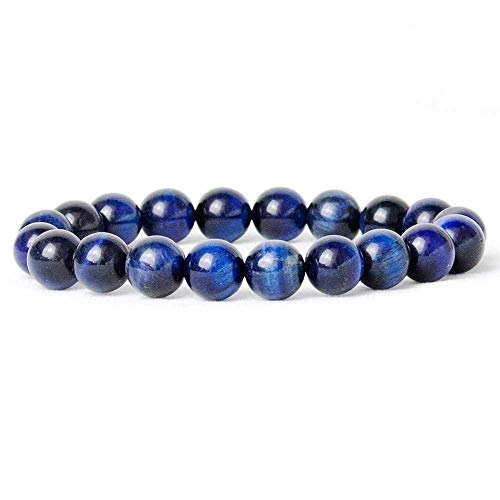 ASRA Crystal 8mm Natural Blue Tiger Eye Bracelet for Men and Women Elastic Gemstone Natural Stone Beads Stretch Unisex