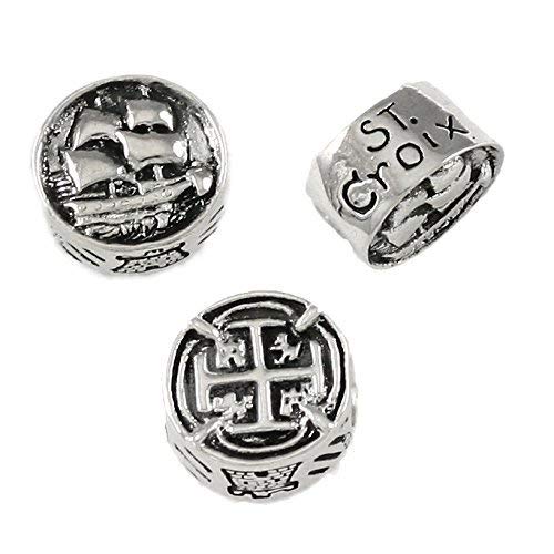 St. Croix - Sugar Mill, Ship, and Coin - Handmade Sterling Silver Large Hole Charm Bead