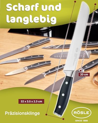 RÖSLE Brotmesser Tradition 20cm - Hochwertiges und scharfes Brotmesser mit Wellenschliff, Küchenmesser zum Schneiden von Brot… – Ansicht 8