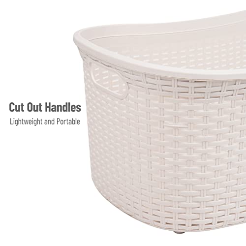 Mind Reader Basket Collection, Laundry Basket, 40 Liter (10Kg/22Lbs) Capacity, Cut Out Handles, Ventilated, Ivory #TOP3