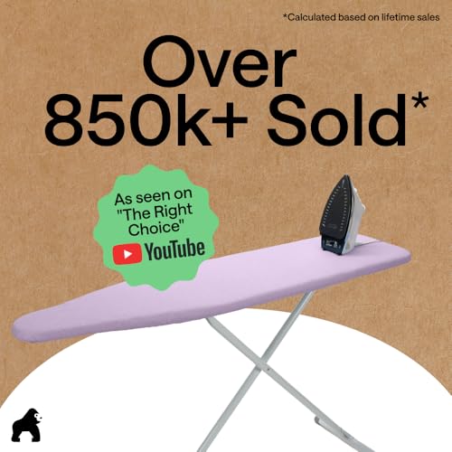Image of GORILLA GRIP Reflective Silicone Ironing Board Cover, 15x54, Hook and Loop Fastener Straps, Fits Large and Standard Boards, Pads Resist Scorching and Staining, Elastic Edge Thick Padding, Light Purple