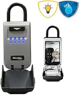 Master Lock Sejf na klucze z podświetlanym kodem numerycznym [Medium] [odporny na warunki atmosferyczne] [prasowany] 5424EURD  sejf na klucze, szary, M