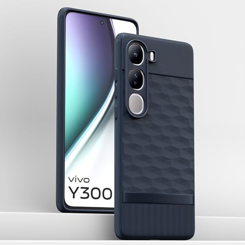 Image of Pikkme Back Cover for Vivo Y300 5G Camera Protection 3D Hexa Cube Design Silicone Protective Bumper Case (Blue)