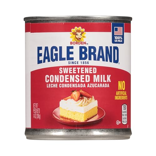 Eagle Brand 14oz Sweetened Condensed Milk, Great for Flan, Cooking, Baking, Drinks, Dessert, Ice Cream, No Artificial Ingredients, Gluten Free, Rich Creamy Flavor, rBST-Free, Kosher-Dairy
