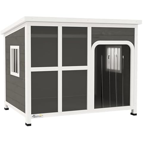 PawHut Wooden Outdoor Dog Kennel with Openable Top Cover