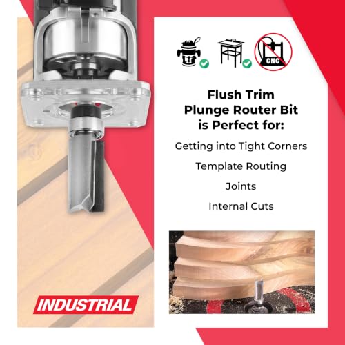 Image of Amana Tool - 45460 Carbide Tipped Flush Trim Plunge Template 1 /2 Dia x 1 inch 4 Shank