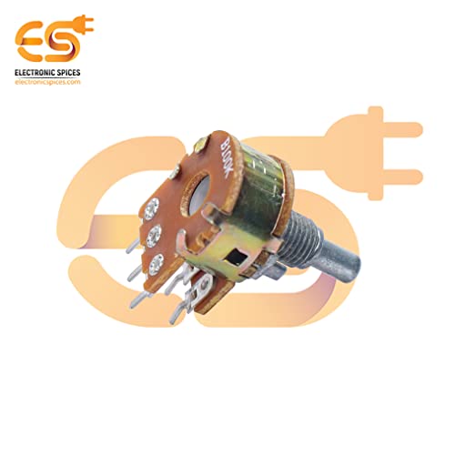 Image of Electronic Spices Combo of 100k 6 Pin D Shaft Potentiometer Volume Pot 100K with Knob (Pack of 4)