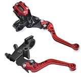 7/8' Motorcycle Brake Master Cylinder with Reservoir&Clutch Lever Set, CNC Hydraulic Brake Pump&Clutch Handle, Piston 12.7mm,Fits 150-300cc Single Disc Honda Yamaha Suzuki Kawasaki Dirt Bike (Red)