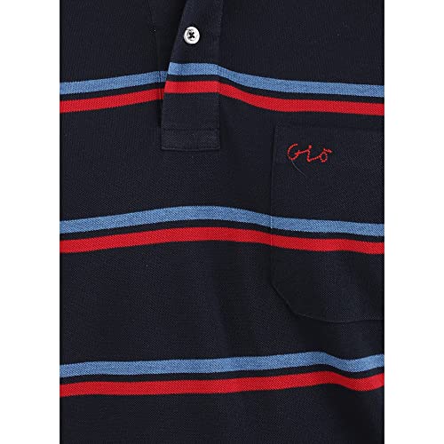 Image of VMart Men Stripes Poly Cotton Pique Polo Neck T-Shirt