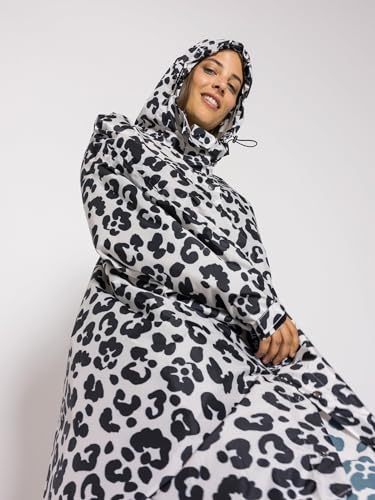 Ela Mo Regenponcho Damen - Stilvoller Fahrrad Regenschutz - wasserdicht - Super leicht - Poncho Regencape für Festival, Outdoor (Leo)