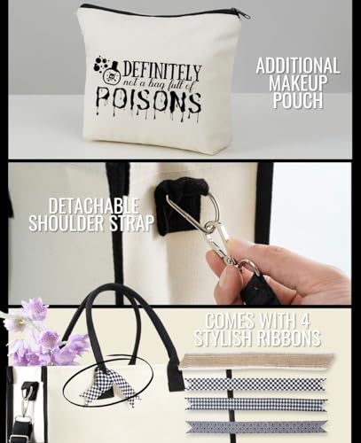 Image of InnoBeta Witchy Gifts Canvas Tote Bag for Women Girls Witches, Halloween Themed Bag with Top Zipper Closure and Shoulder Strap, Goth Gifts for Halloween, Birthday, Christmas