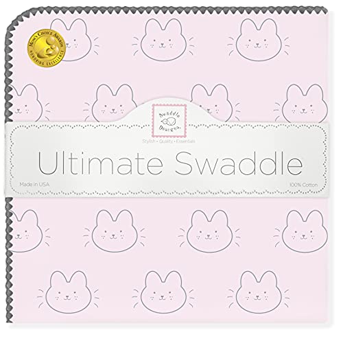 Swaddledesigns Large Receiving Blanket, Ultimate Swaddle For Baby Boys, Girls, Softest Us Cotton Flannel, Best Shower Gift, Made In Usa, Baby Bunnie On Pastel Pink (Mom's Choice Award Winner) #TOP7