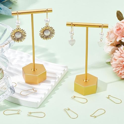 Image of INDIKONB Large Gold Earring Hooks 50 Pcs | Jewelry Making Findings for Earrings | Durable Metal Ear Wire Hooks for DIY Craft, Beading & Handmade Jewelry Supplies