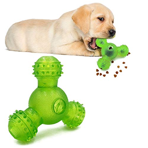 gudong Kauspielzeug Bissfester Spielzeugball für Hundewelpen, Hundefutter-Leckerbissen-Zahnreinigungsball-Spielzeug, Hundekau-Spielzeug-IQ-Trainingsbal (Grün)