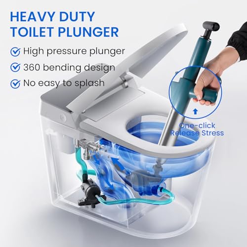 Desatascador de inodoro con cabezal de desatasco resistente 4