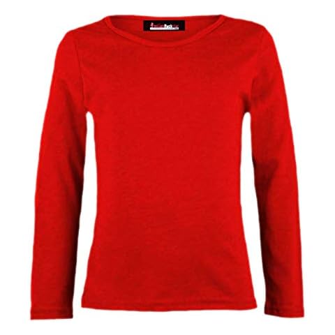 Girls Long Sleeve Basic T-Shirt Red 9-10 Years Cover