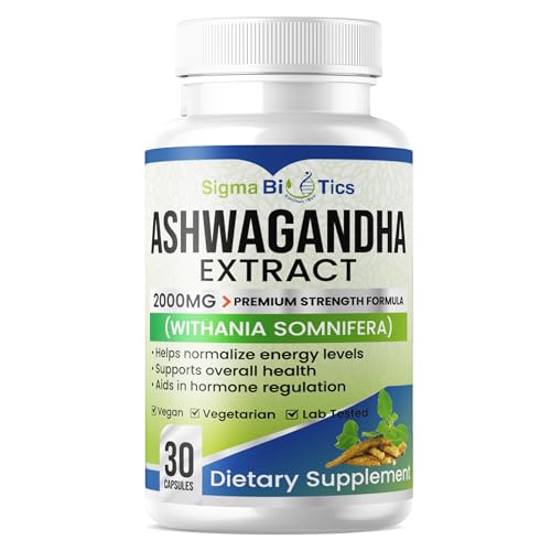 Ashwagandha Extract Capsules - Premium Strength 2000mg One a Day Formula - Supports Energy, Overall Health, and Hormone Regulation - Vegan and Gluten Free - 30 Capsules