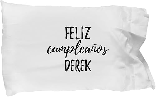 Feliz Cumpleanos Derek Pillowcase Spanish Happy Birthday Personalized Name Gift Pillow Cover Case 20x30