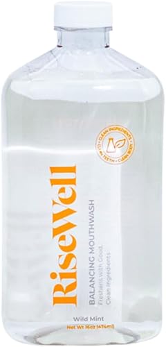 RiseWell Enjuague bucal equilibrante, enjuague bucal alcalino sin alcohol que equilibra el pH, enjuague bucal seco desarrollado por dentistas, sin