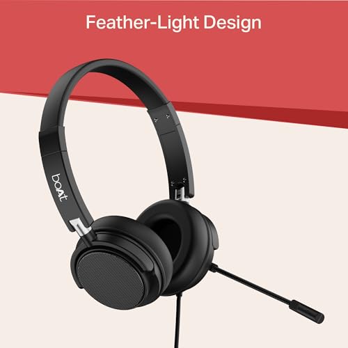 Image of boAt BassHeads 900 C Pro with 40mm Drivers, Lightweight Foldable Design, Unidirectional Retractable Mic, Adjustable Headband, USB Type-C Compatibility, Remote Control, Wired Headphones with Mic(Black)