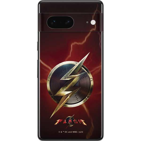 Skinit Phone Decal Skin Compatible with Google Pixel 7 - Officially Licensed Warner Bros The Flash Movie: Logo Poster Design