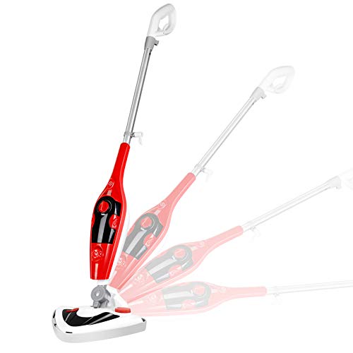 SIMBR Dampfreiniger Dampfbesen Dampfmop Wischmop Steam Mop 350ml, mit 12 Zubehörteilen 180u00b0 drehbar Moppkopf 4.8m Stromkabel, für Teppiche und Boden, laminat polster, Fliesen, Fenster, Couch, Herd
