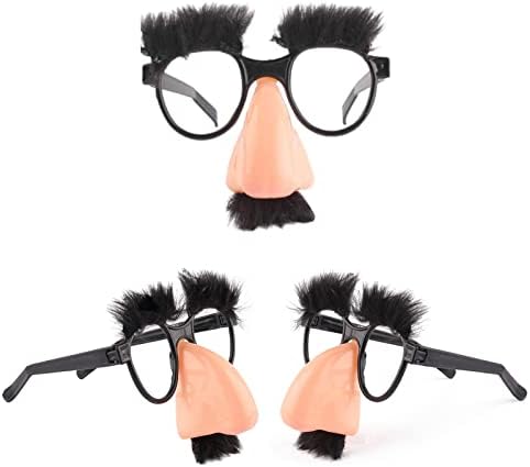Halloween Disguise Glasses Halloween Big Nose Glasses Disguise Glasses Funny Disguise Glasses Funny Nose Funny Glasses Eyebrows and Mustache for Halloween Party Decoration Adult 3 Pieces (Black)