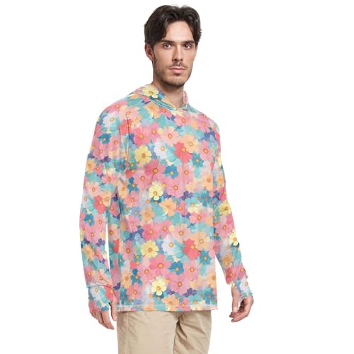 Beautiful Flowers Mens Sun Protection Hoodies Long Sleeve Hiking Hoodie UPF 50+ Golf Shirt S2