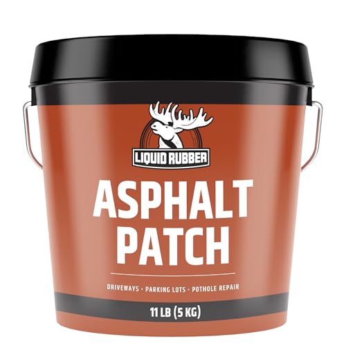 Liquid Rubber Asphalt Patch – 11lb Pail Ready-to-Use Pothole Repair for Driveways, Parking Lots, Pathways & Roads – Easy All-Weather Application – No Mixing Required