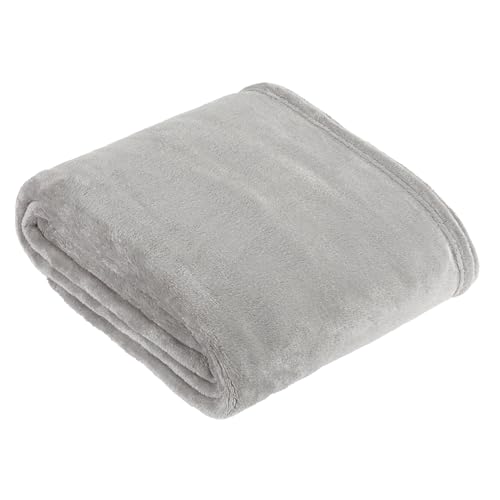 furn. Harrow Fleece Throw – Silky Soft Lightweight Flannel Blanket for Bed or Sofa (Grey - 140x180cm)