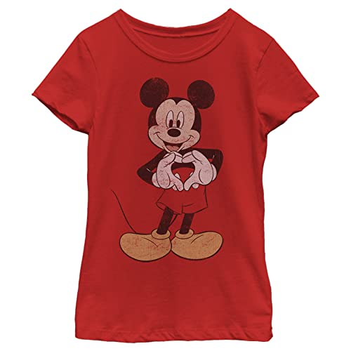 Disney Characters Vintage Mickey Girl's Solid Crew Tee
