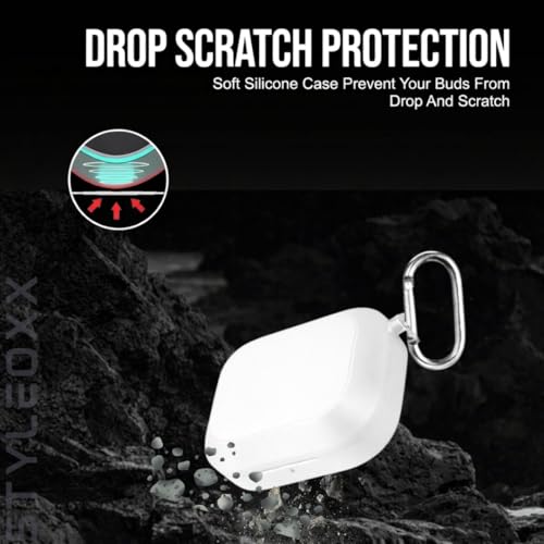 Image of Anvique Silicone Case Cover for Realme Buds Air 8, Dustproof and Shockproof Protection (White)