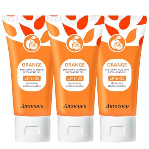 Amococo 3Packs Vitamin C Face Scrub Exfoliating Gel with Orange to Gently Remove Dead Skin Cells & Excess Oil Facial Exfoliator for Men & Women 1.7 oz*3
