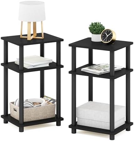 Furinno JUST Toolless 3-Tier Side Table Set of 2, Open Shelf, Ame...