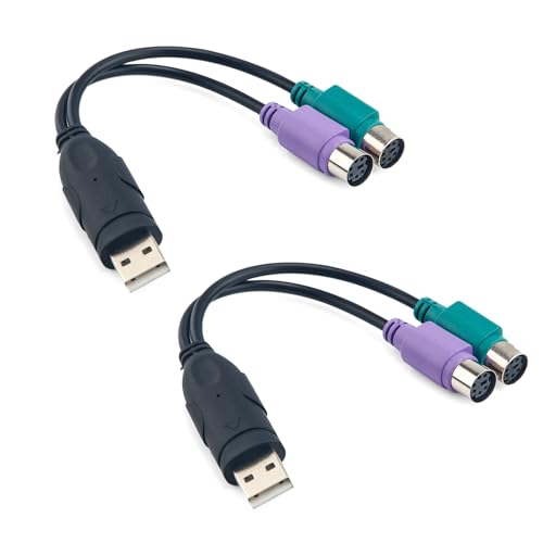 PS2 to USB Adapter, Automatic Installation USB Keyboard Monitor Laptop Barcode Scanner Mouse Adapter Converter