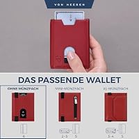 VON HEESEN Leder Slim Wallet - Geldbeutel mit RFID Schutz - Mini Geldbörse für Herren und Damen - Kartenetui Echtleder Karten Portemonnaie klein - Kreditkartenetui Rot – Ansicht 3