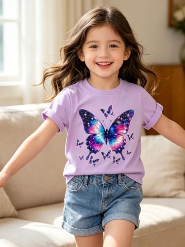 Image of Funnycokid Little Girls T Shirt for Toddler 3-7 Years Kids Tee Graphic Short Sleeve Clothes Tops