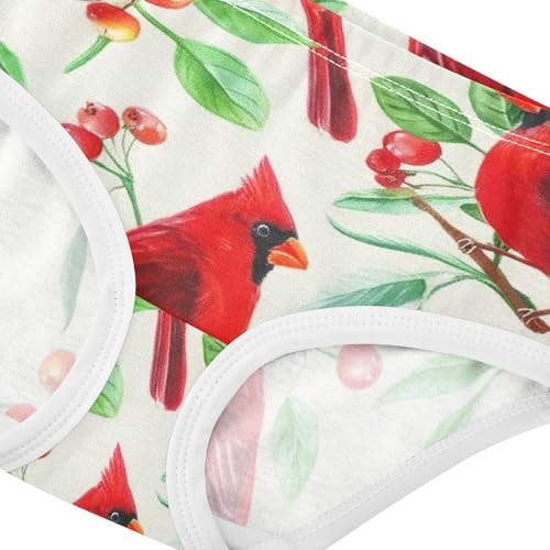 Cotton Toddler Girls Underwear Watercolor Red Birds Green Girl Panties Cute Designer Briefs Undies Kids 2t4