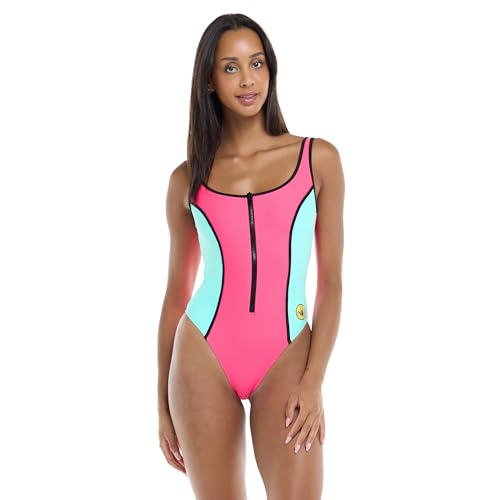 Body Glove Time After Time One-Piece Swimsuit – Zip Front, U-Back, Shelf Bra, Medium Coverage