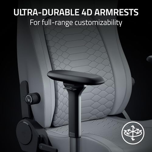 Razer Iskur V2 NewGen - Ergonomic Gaming Chair with Breathable Gen-2 EPU Leather with CoolTouch Technology - HyperFlex Lumbar Support - Ultra-Wide Shoulder Arches and Seat Base | Grey