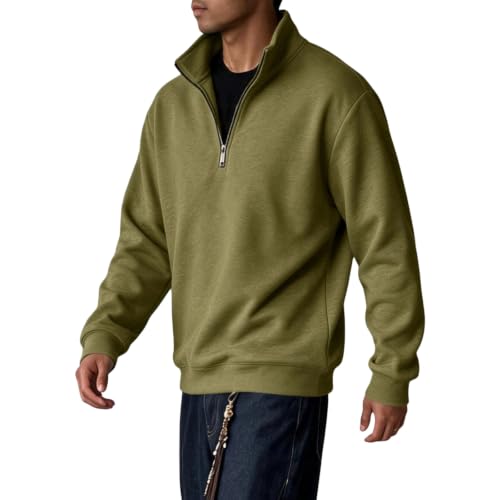 Mens Zip Up Sweatshirt Polo Neck Big and Tall Mockneck Graphic Sweatshirts - image 3
