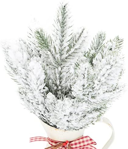 20 Pcs Snowy Artificial Pine Needles Branches Twigs 24cm Fake Frosted Pine Picks Greenery Stems Christmas Pine Tree Pick Winter Faux Fir Pine Sprays Twig for Crafts Wreaths Garlands Flower Arrangement
