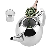 Tea Pot, Newness Polished Stainless Steel Teapot with Lid/Removable Infuser Tea Filter, Tea Kettle f