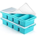 Ztomine Silicone Freezer Tray With Lid - Silicone Freezer Food Molds- Large Ice Cube Tray,Silicone Freezer Container,Freeze & Store Soup, Sauce, Broth,Leftovers - Makes 4 Perfect 1 Cup