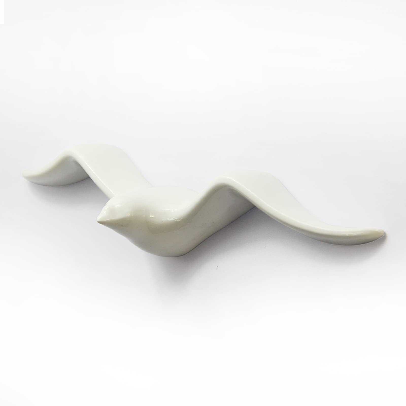 DECRZPB Handcrafted Ceramic White Seagull Bird Sculpture Home Hanging Wall Art Decor Decoration