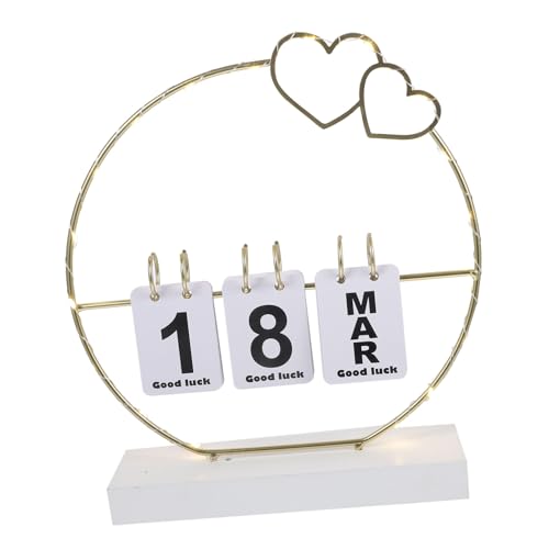 Uonlytech Perpetual Calendar Creative Wooden Desk Calendar for Home Office Decor Heart Design Year Use Easy Date Change Friends Family