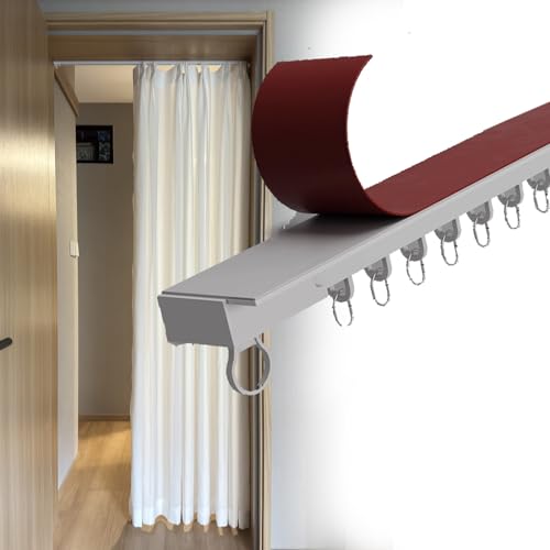 Self-Adhesive Curtain Track for Door with End Cap