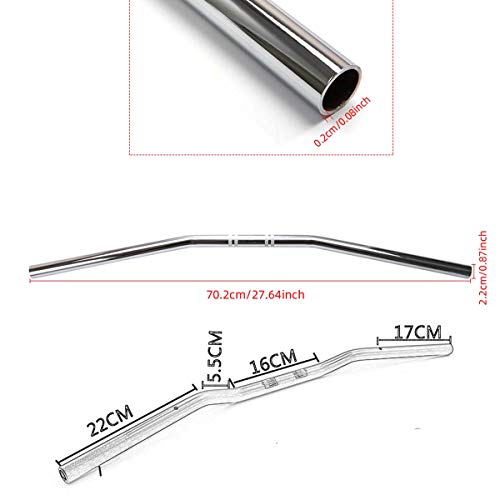 Duilu Universal 7/8'' 22Mm Motorcycle Handlebar Drag Straight Bar Dual Sport Bike Cruiser Bobber Street Bike Offroad Handle Bar (Silver) #TOP1