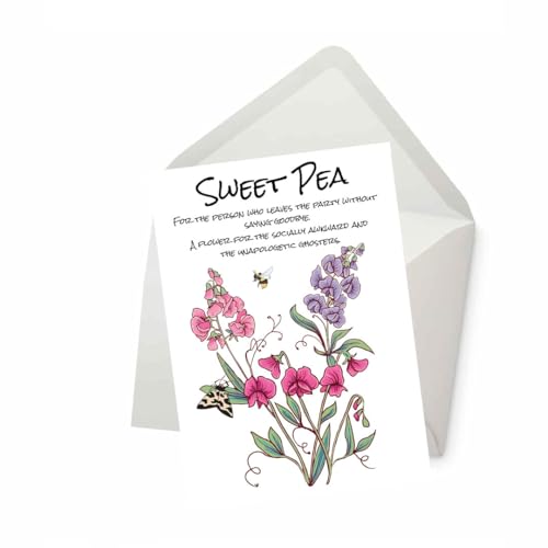 Rude Sweet Pea Birth Flower Greeting Card