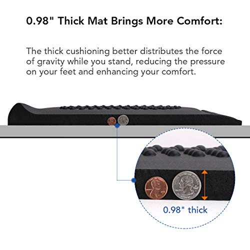 Flexispot Ergonomic Office Standing Desk Mat And Kitchen Not-Flat Anti-Fatigue Comfort Floor Mat 32.3 In X 20.5 In X 0.98 In For Stand Up Desk With Massage Points Black #TOP1
